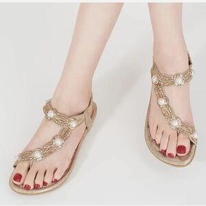 Elegant Pearl-Embellished Sandals